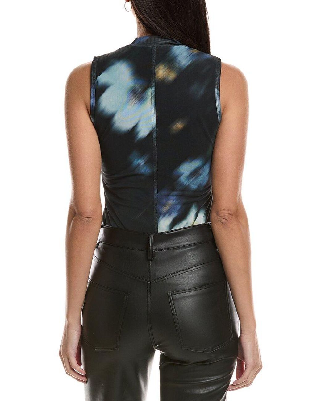 Rag & Bone Blue Aliyah Mock Neck Mesh Top