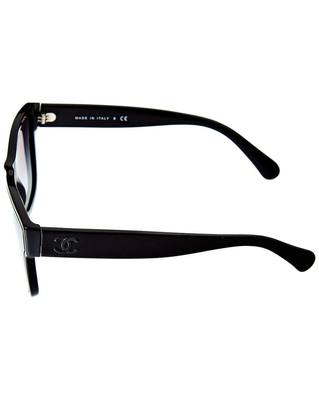 Chanel 5386 C501s6 60mm Sunglasses in Black | Lyst
