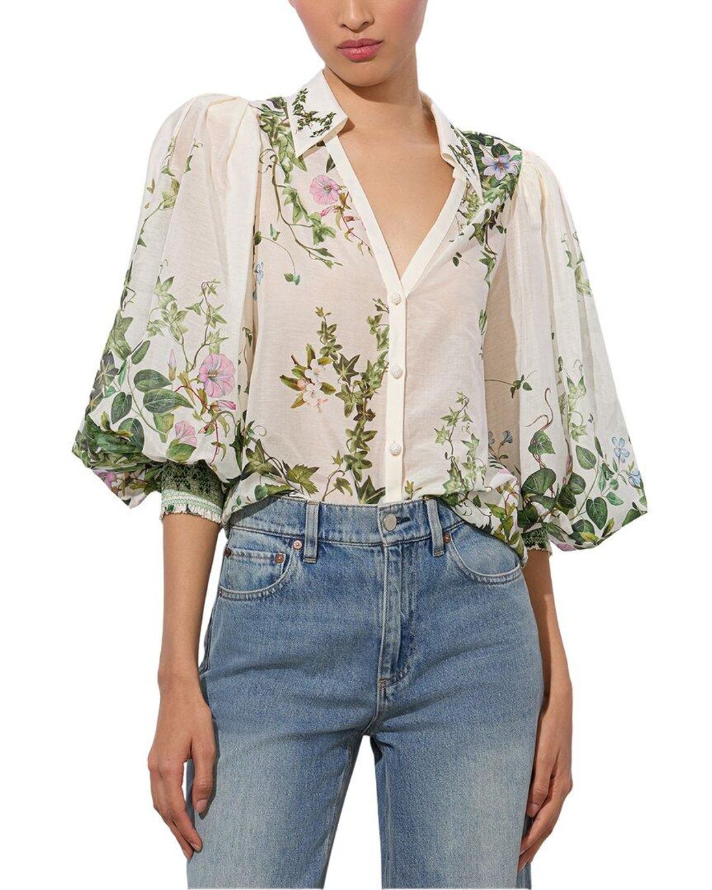 Alice + Olivia Blue Charis Silk Blouse