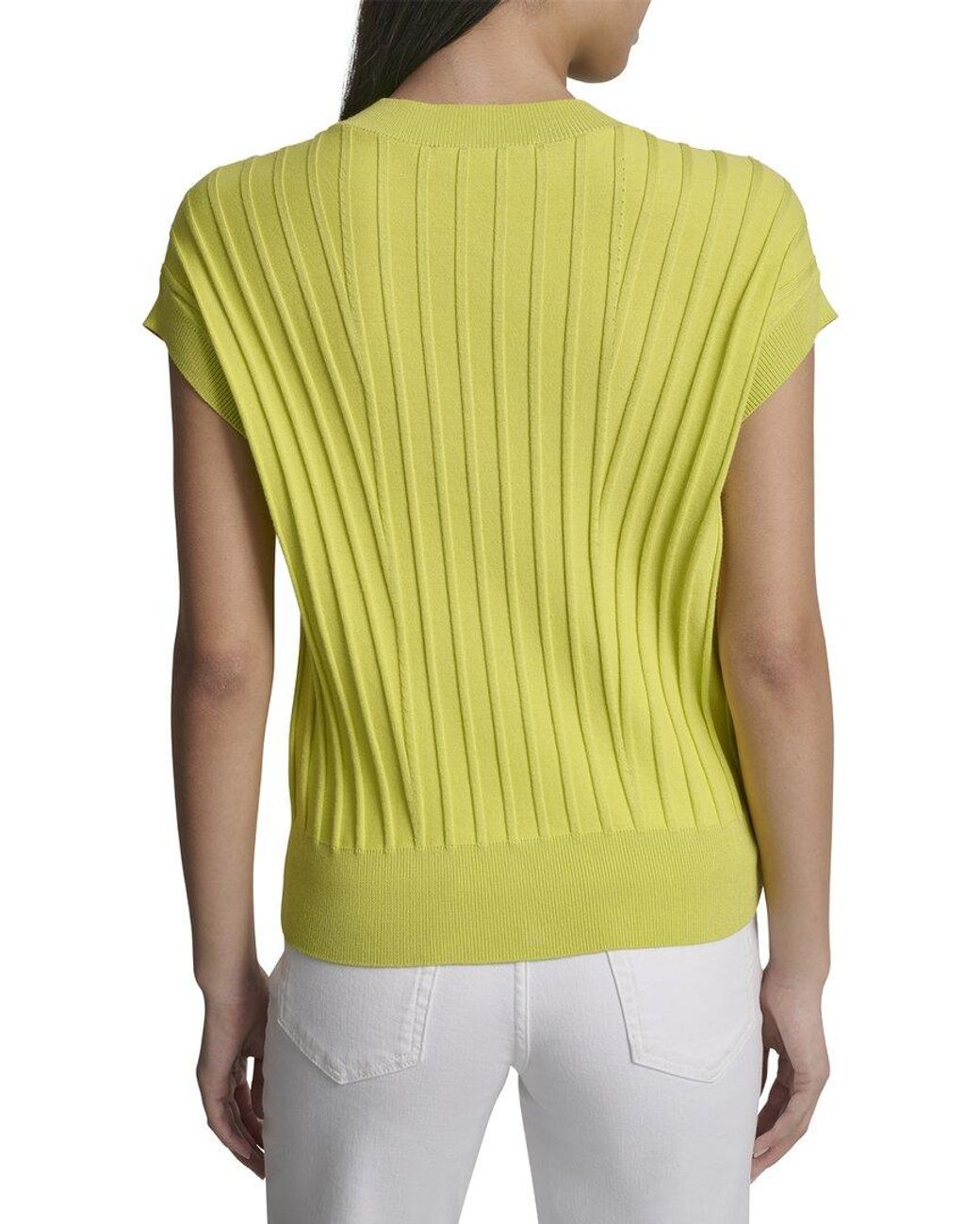 DKNY Yellow Rib V-Neck Sweater