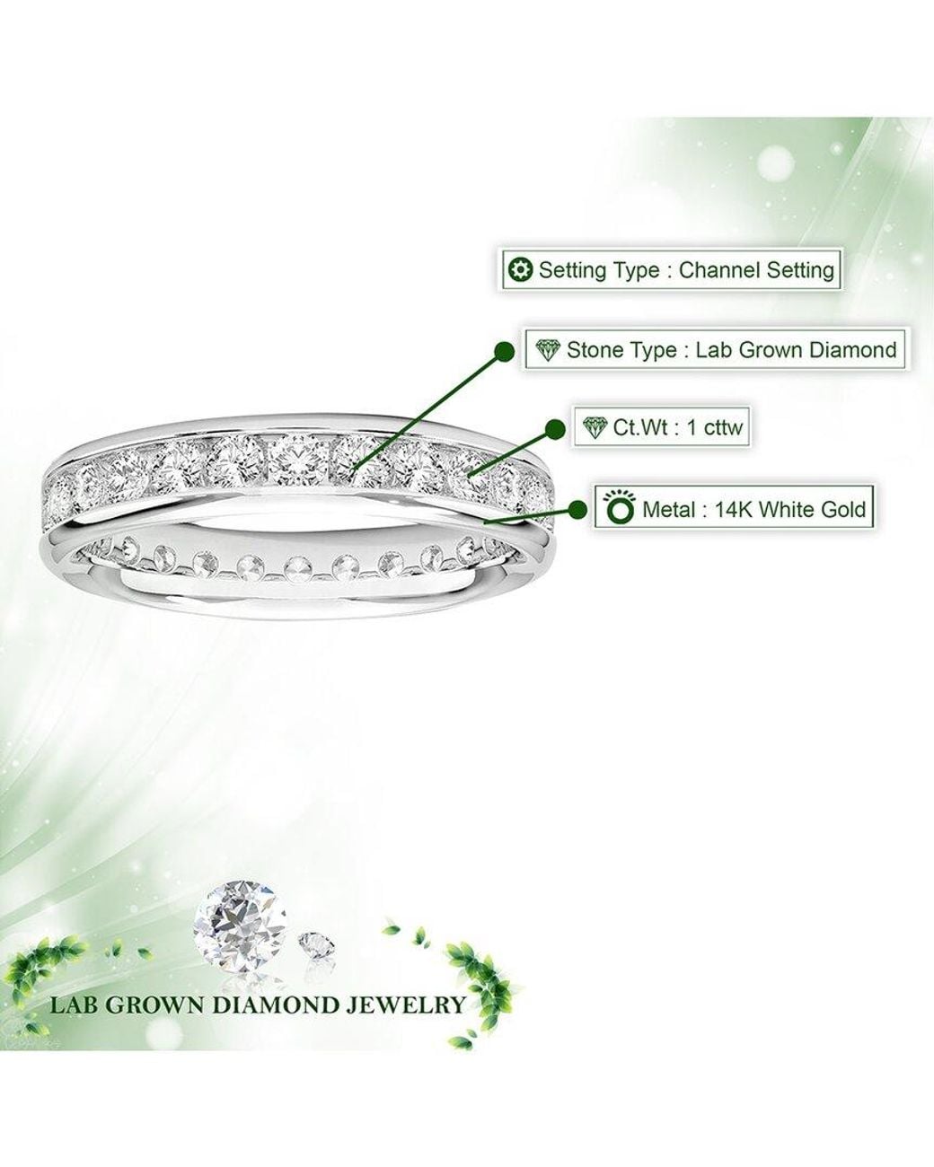 Amairah White 14K 1.00 Ct. Tw. Lab-Grown Diamond Eternity Ring