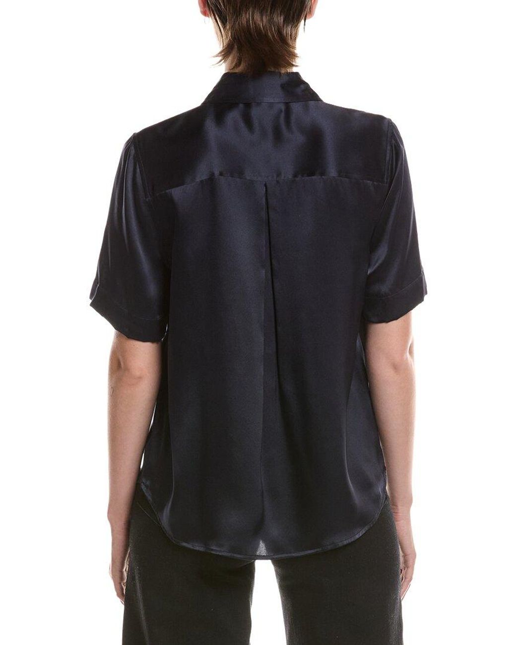 L'Agence Black 'Agence Ellah Short Sleeve Silk Blouse