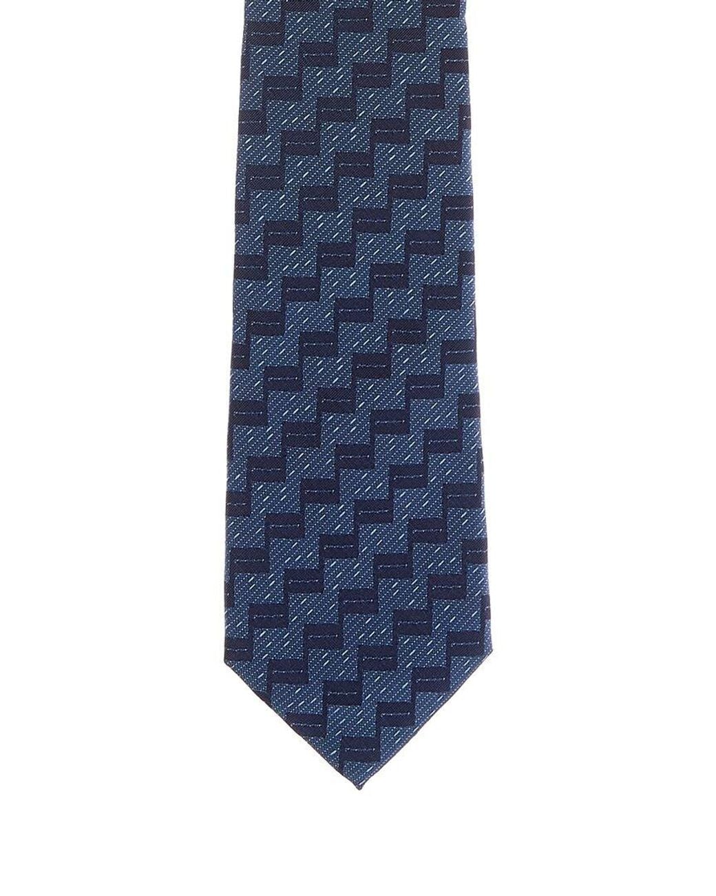 Canali Blue Zigzag Silk Tie for men