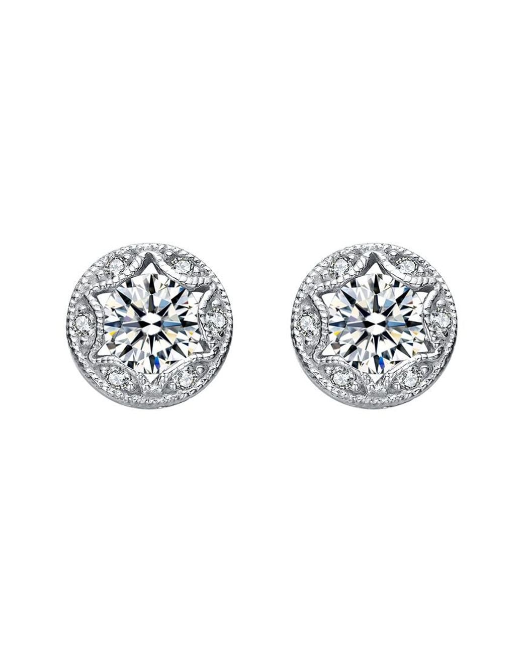 Genevive Jewelry Metallic Silver Cz Studs