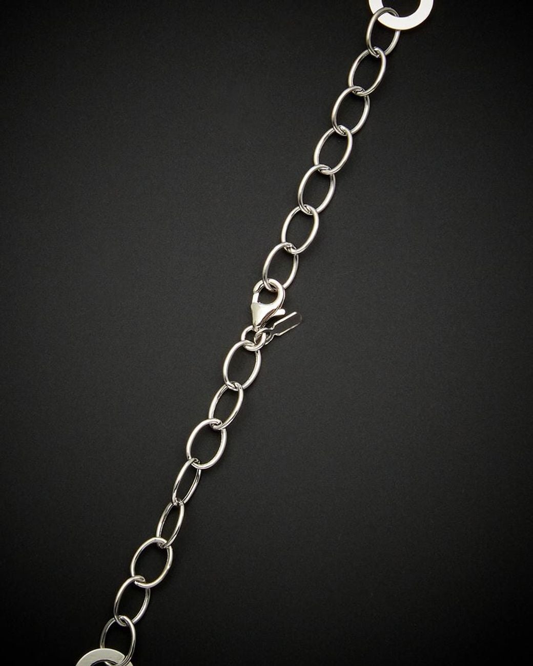 Italian Gold Black 14k Oval Link With Polished Open Circle Station Necklace