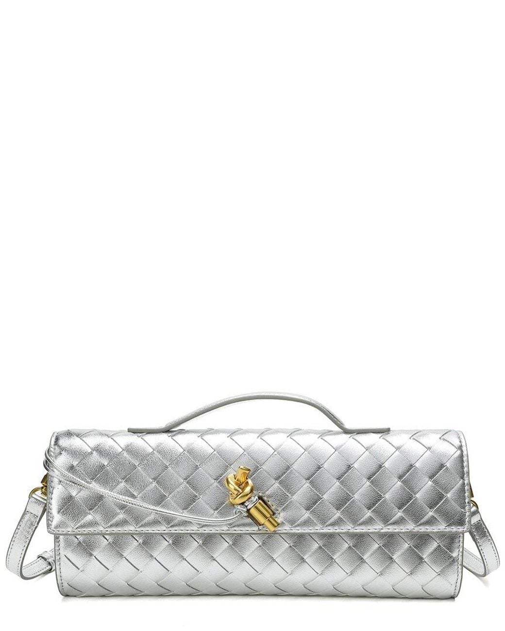 Tiffany & Fred Paris Gray Woven Leather Clutch