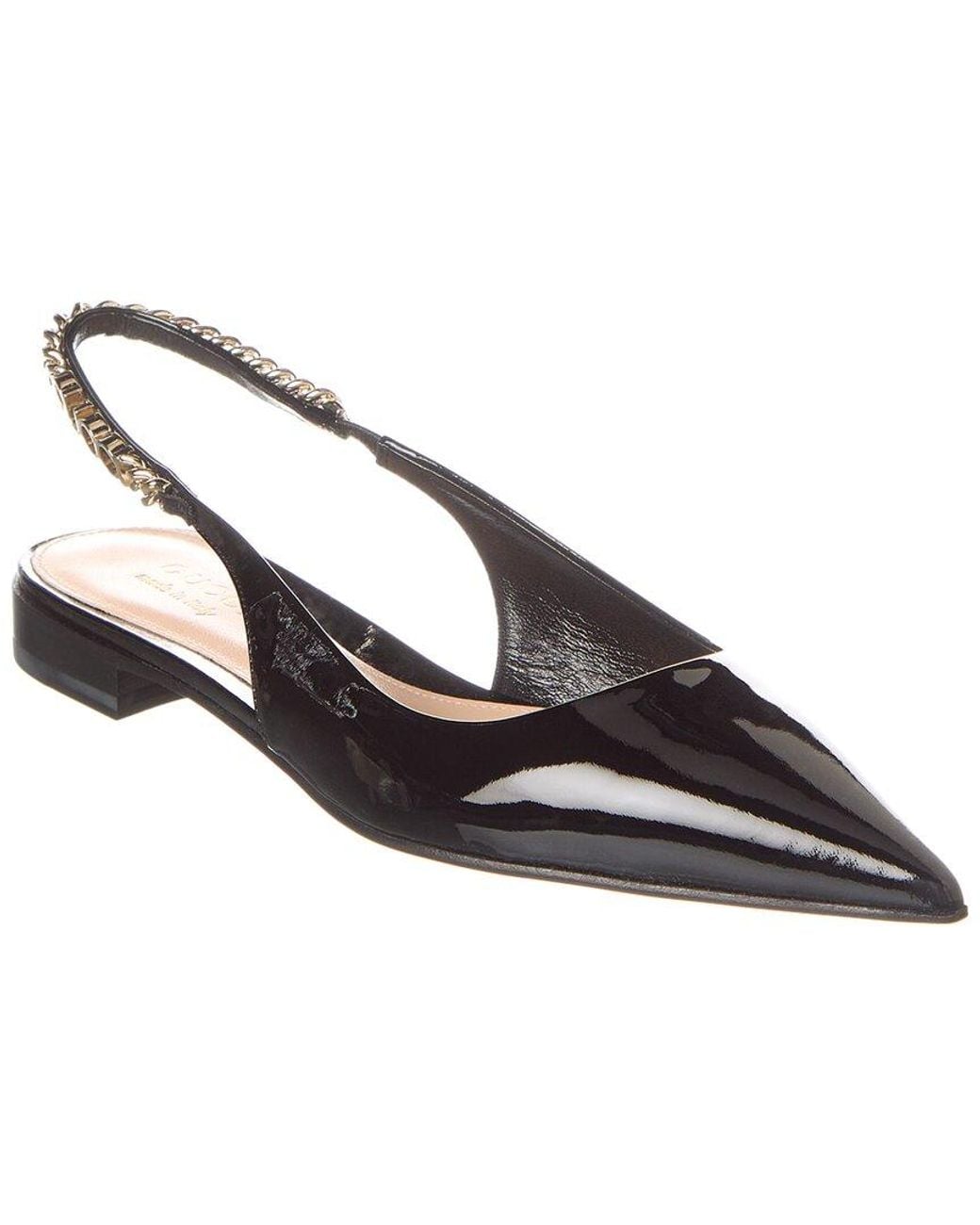 Gucci Black Signoria Patent Slingback Flat