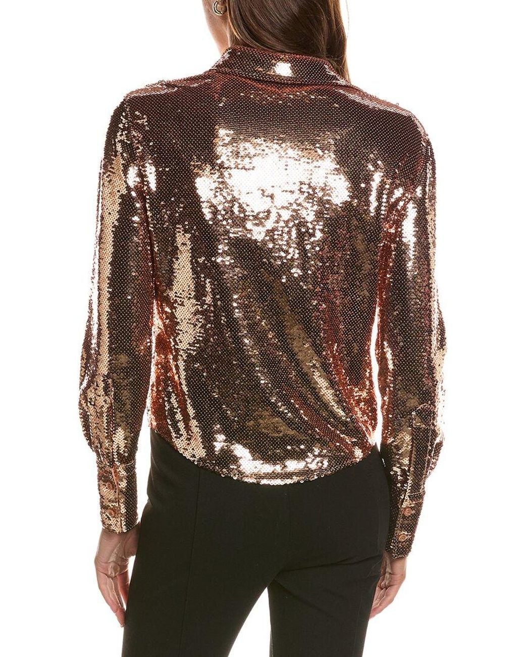 Tom Ford Brown Sequin Silk-Blend Top