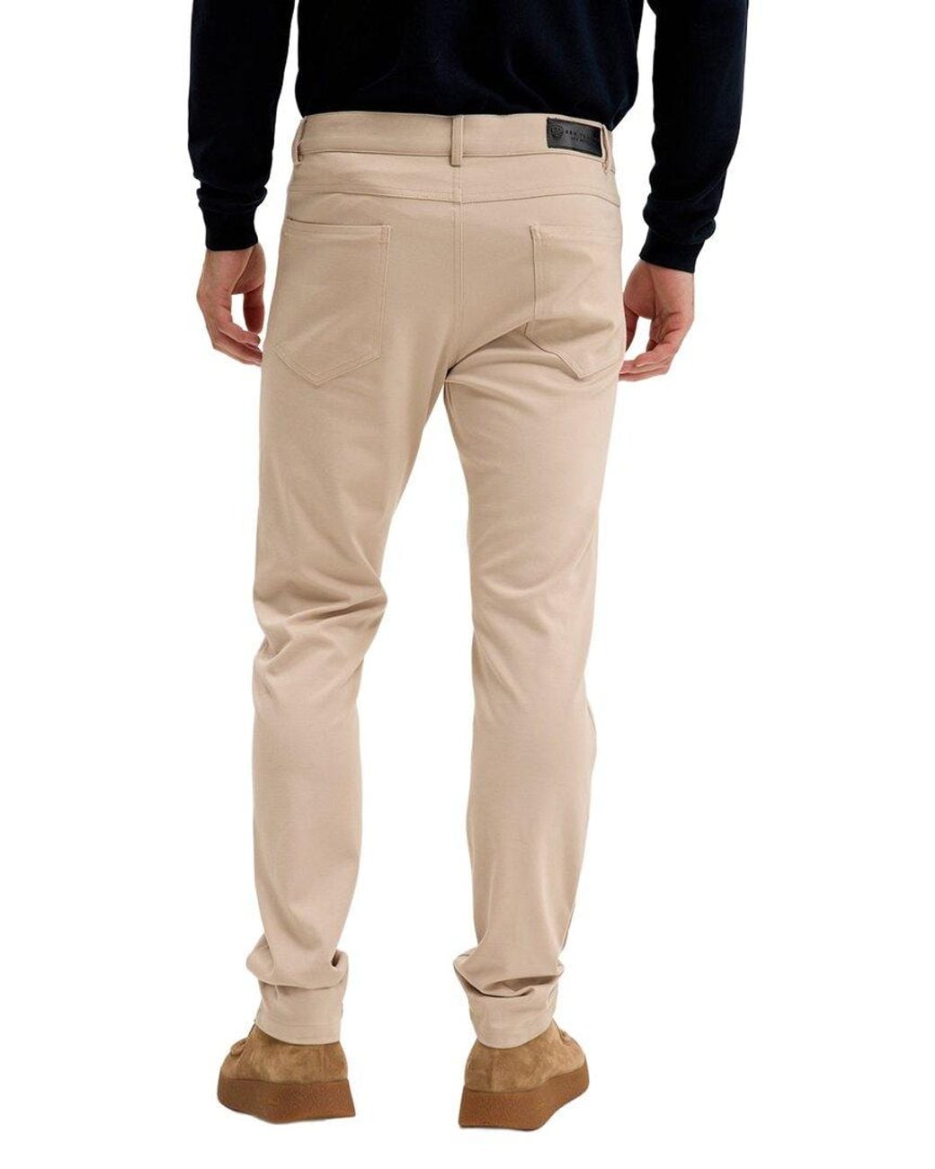 Ron Tomson Natural Lightweight Fitted Casual Pant for men
