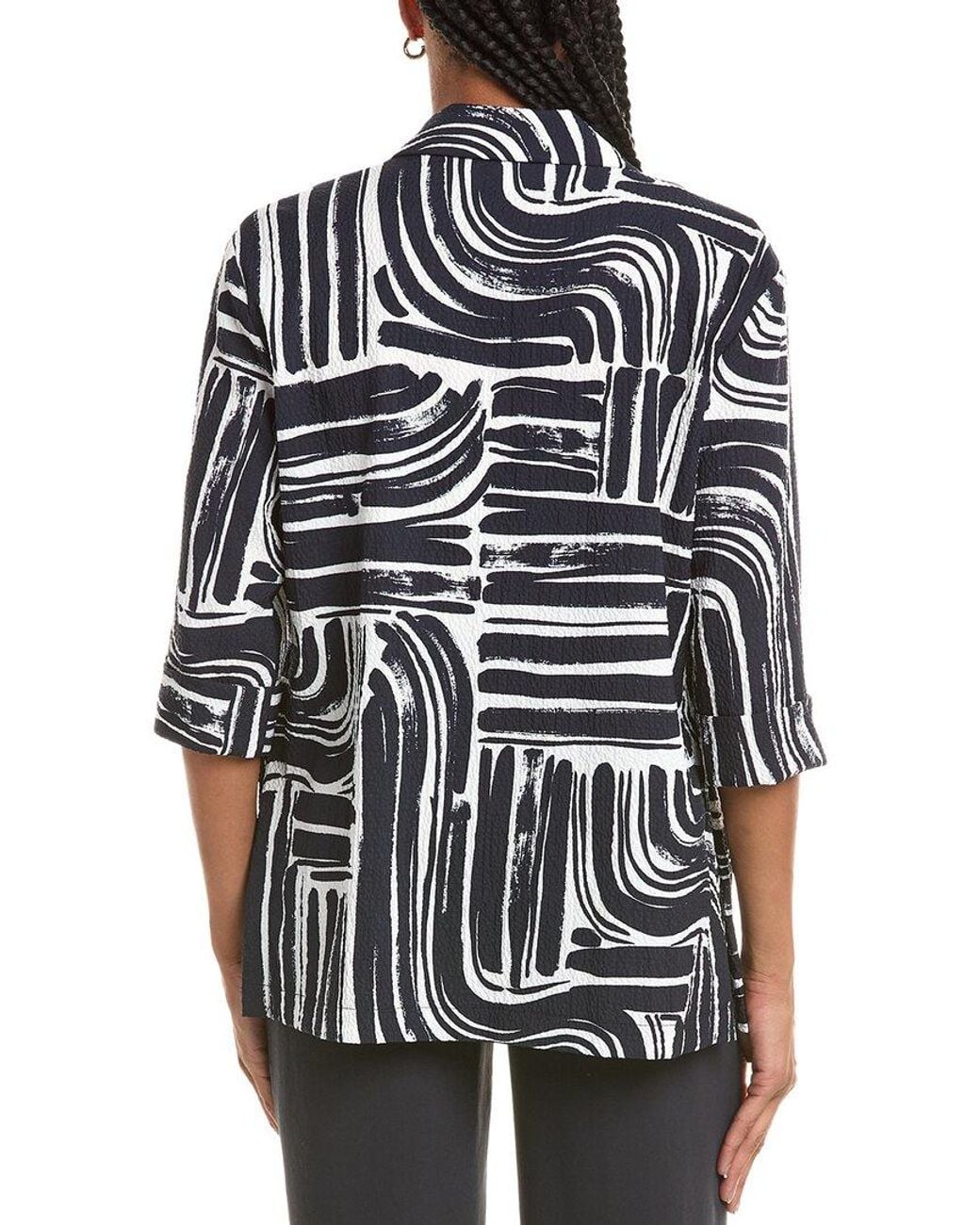 Joseph Ribkoff Black Seersucker Printed Jacket