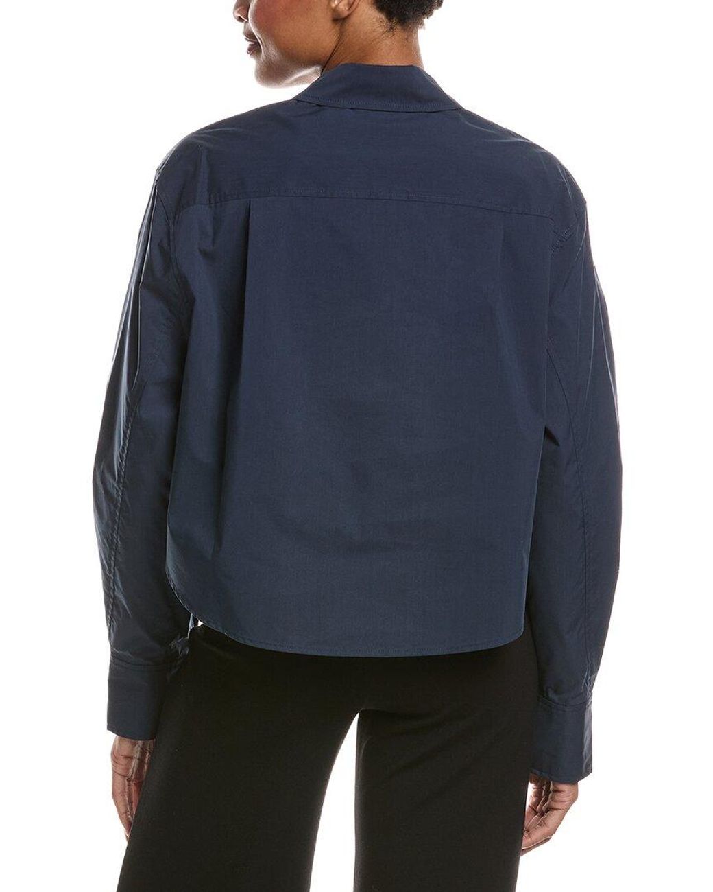 Jonathan Simkhai Blue Renata Cropped Button Down Shirt