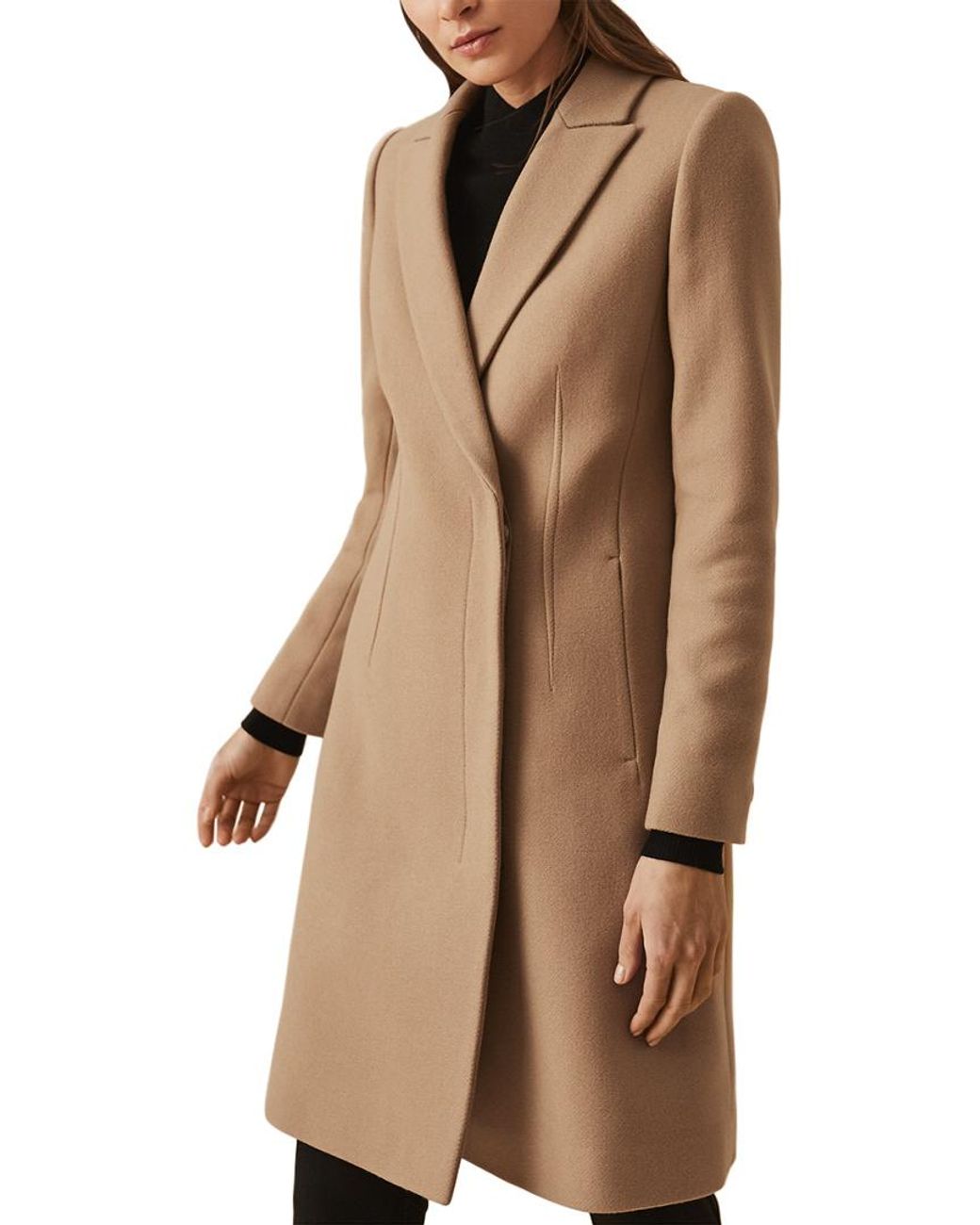 Reiss Santhia Crombie Wool blend Coat in Natural Lyst