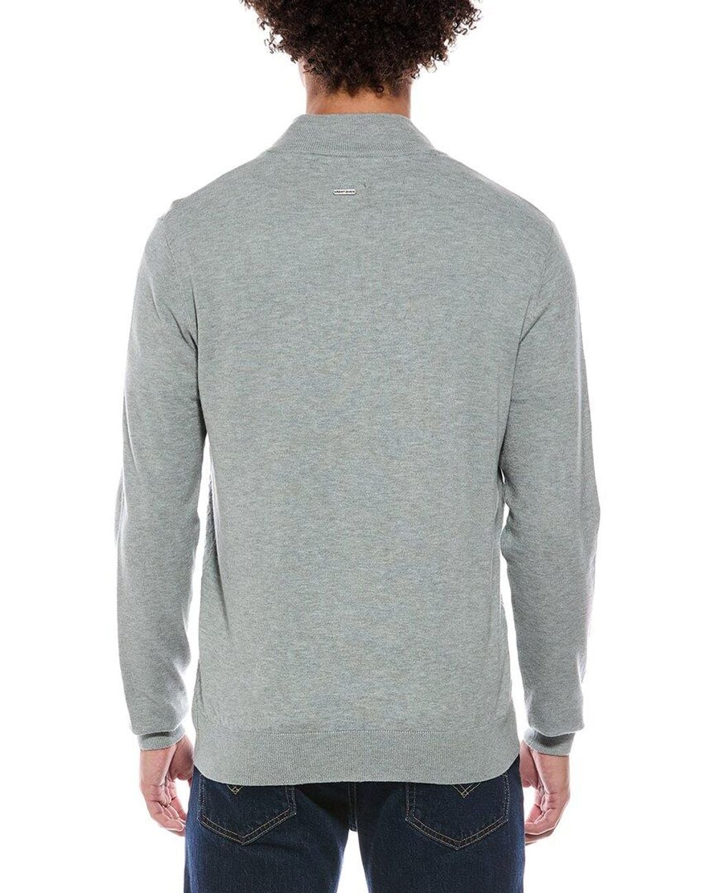 Point Zero Gray Semi Fit 1/4-Zip Mock Neck Sweater for men