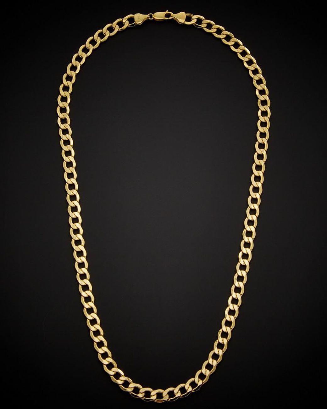 Italian Gold Black 14k Air Solid Curb Link Necklace