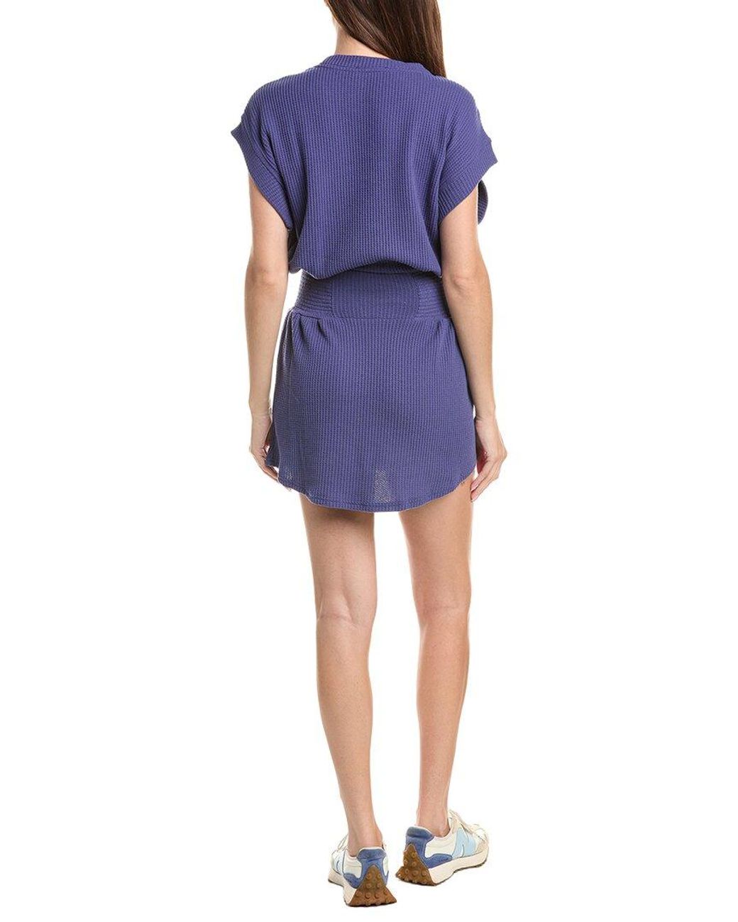 Chaser Brand Blue Waffle Thermal Joan Mini Dress