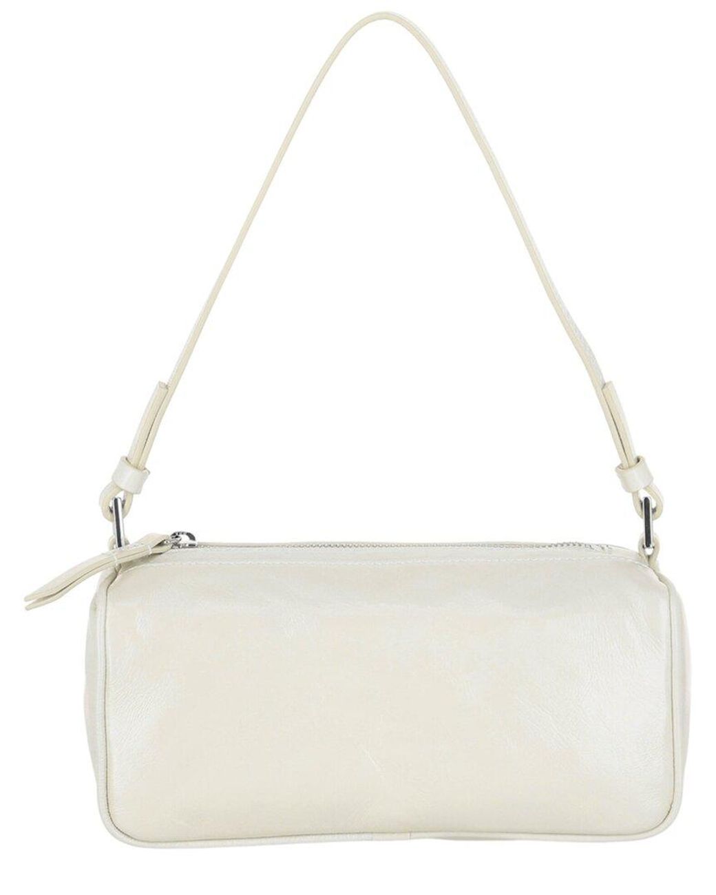 By Far Natural Eva Creased Leather Shoulder Bag