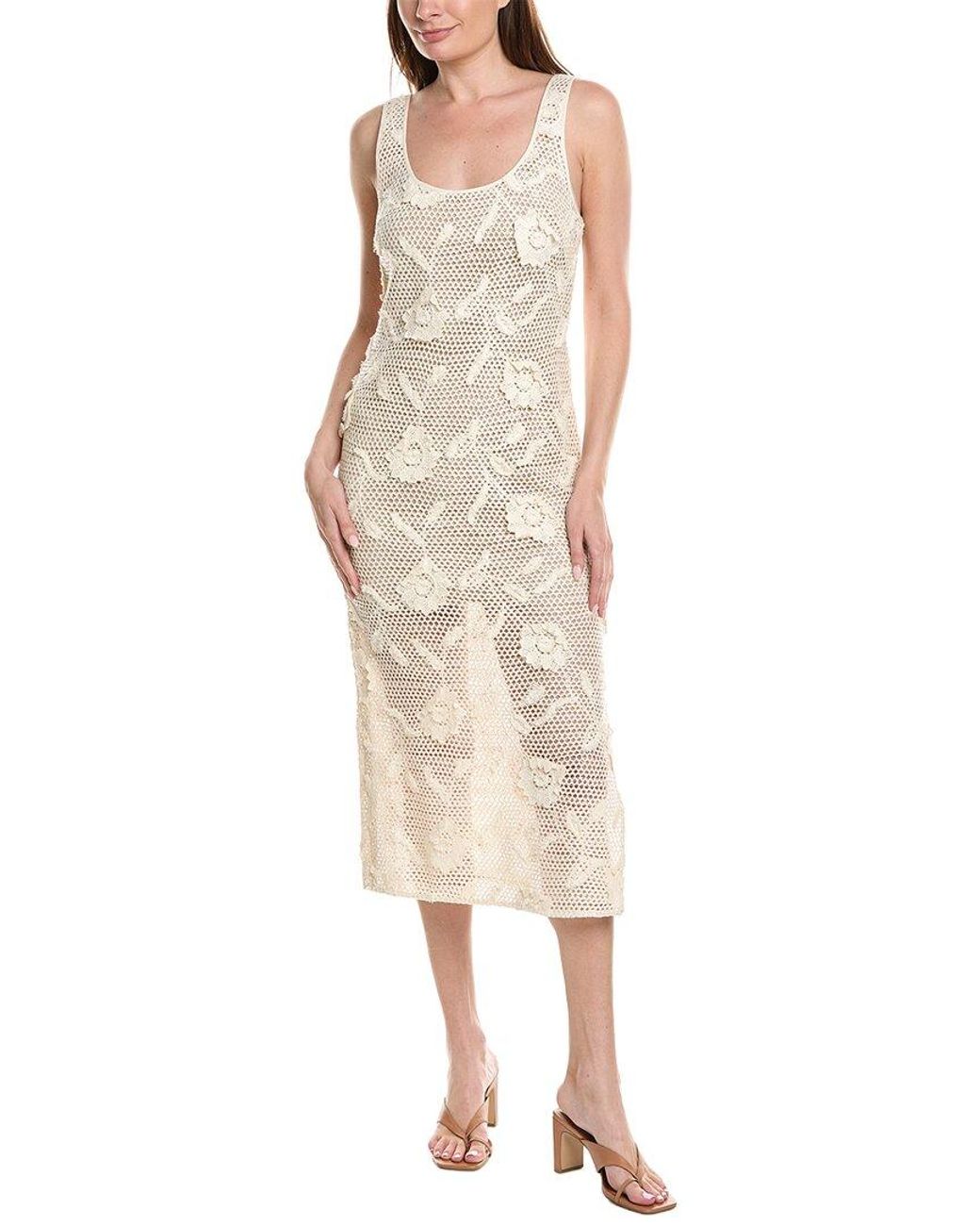 MILLY Natural Sequin Crochet Cover-Up Maxi Dress