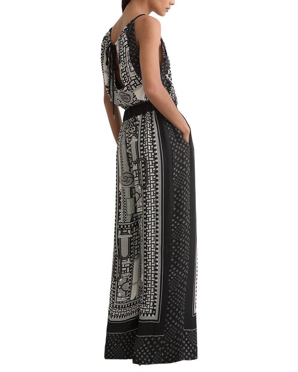 Reiss Multicolor Inara Scarf Print Wide Leg Jumpsuit