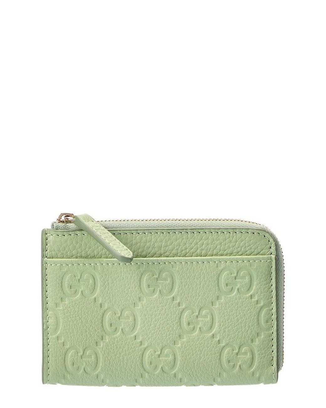 Gucci Green Gg Emblem Leather Card Case