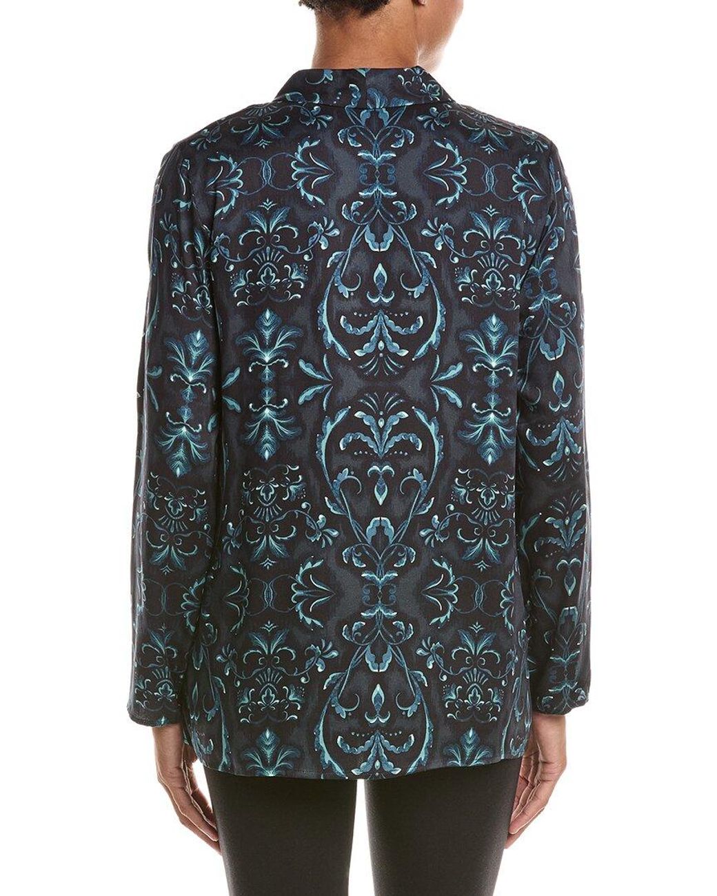 Hanro Blue Marlene Collared Button Front Shirt
