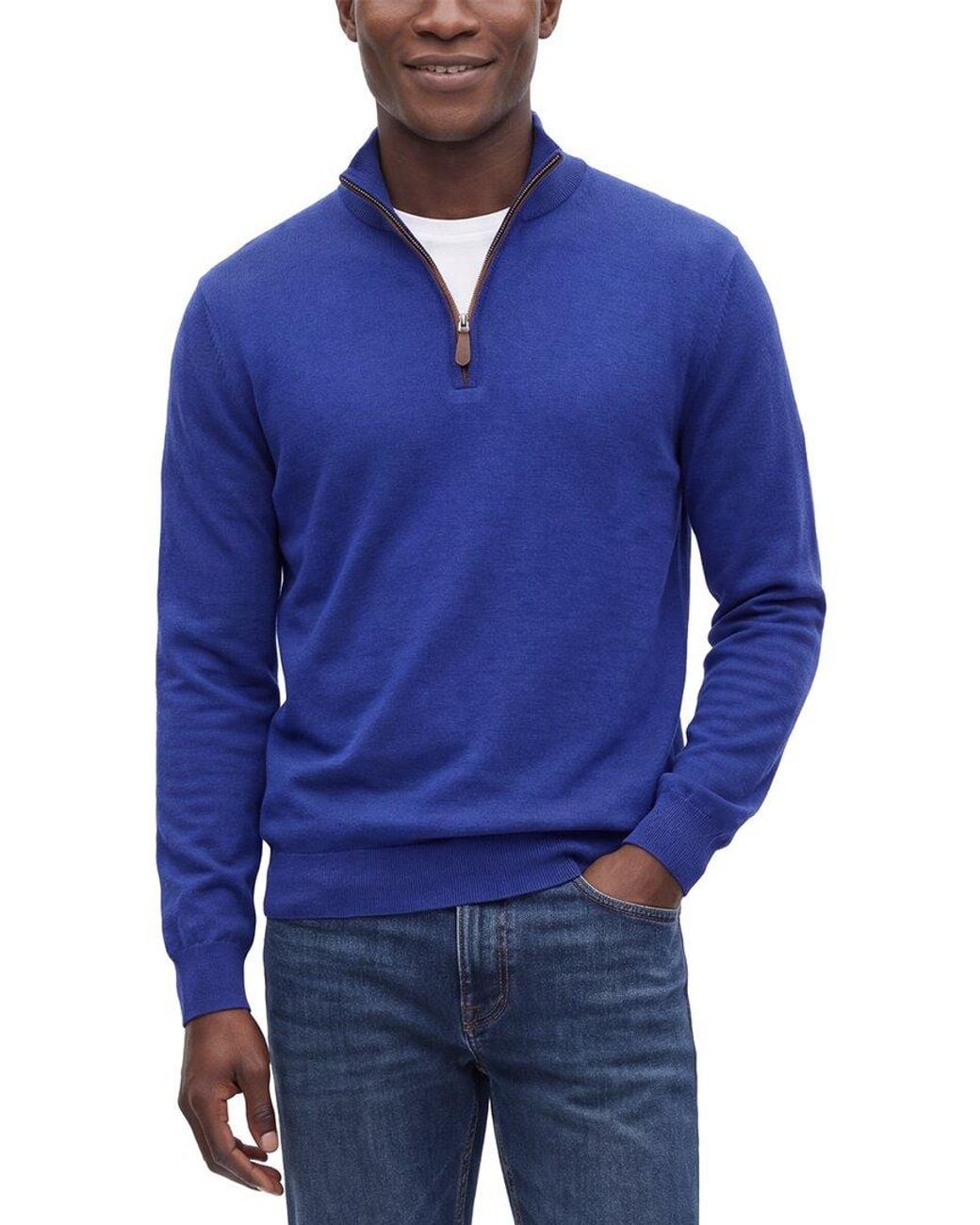 N.Peal Cashmere Blue Regent Fine Gauge Cashmere & Silk-Blend 1/2-Zip Sweater for men