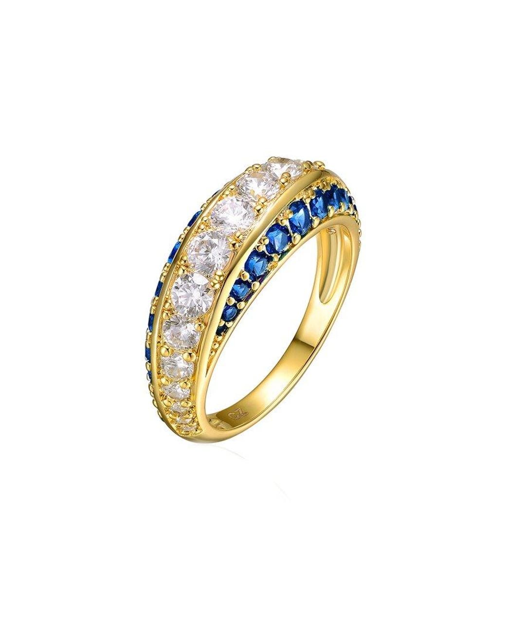 Rachel Glauber Metallic 14k Over Silver Cz Ring