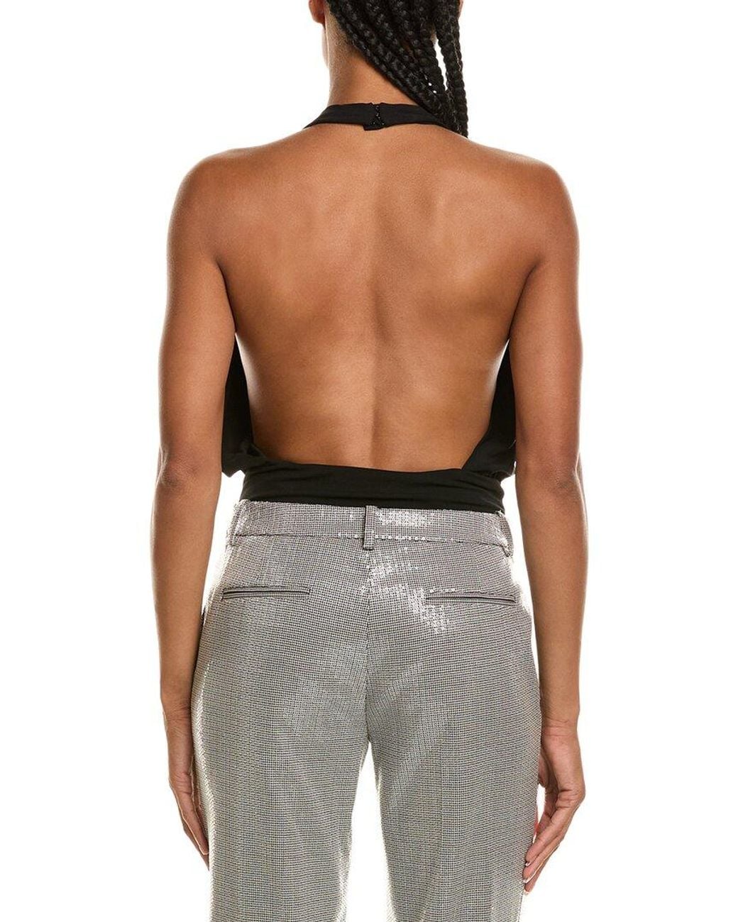 Michael Kors Black Cross Halter Bodysuit