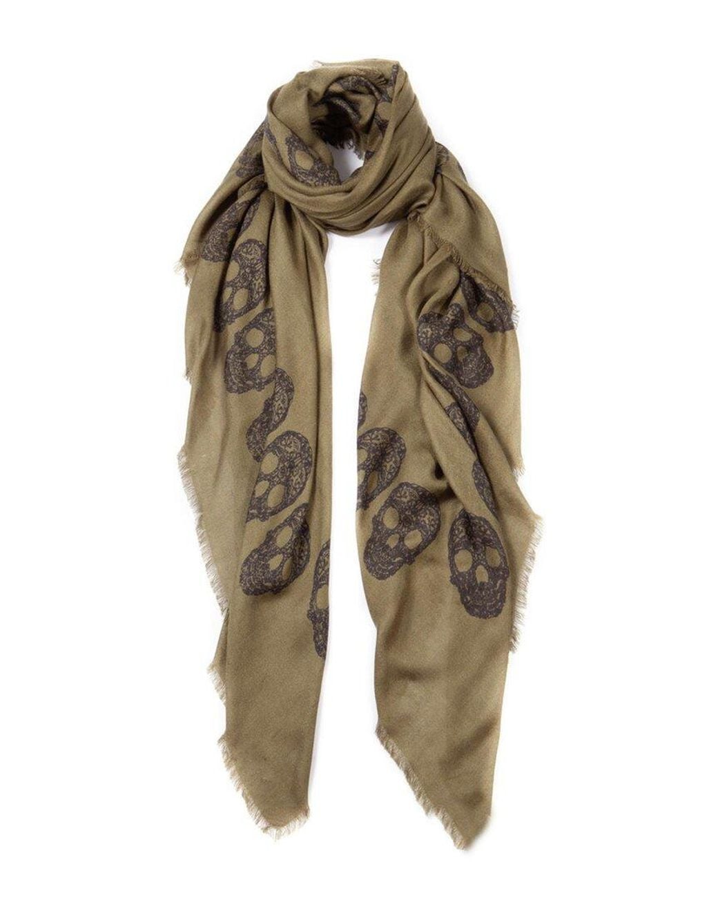 Blue Pacific Metallic Tissue Cashmere-Blend Frida Skulls Scarf