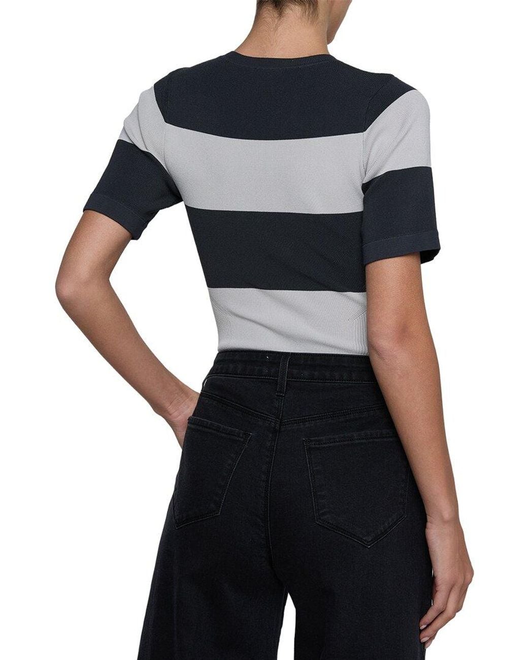 L'Agence Blue Rosemond Crew Neck Bodysuit
