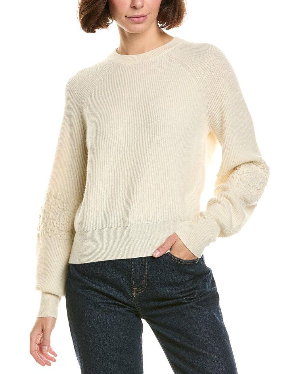 InCashmere Natural Mock Neck Wool & Cashmere-Blend Pullover