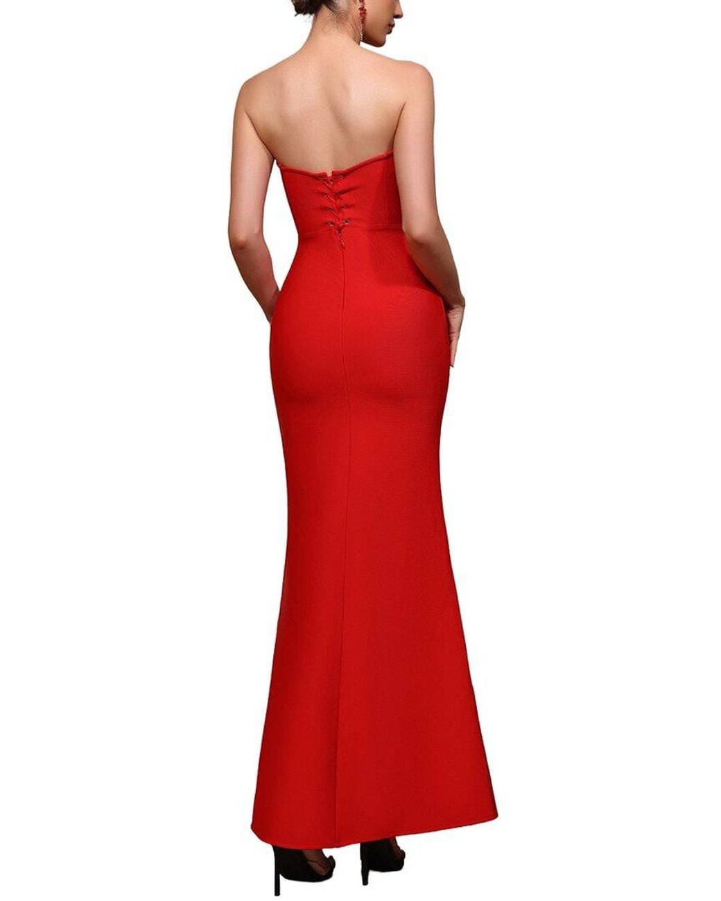 Dilireba Red Sleeveless Solid Maxi Dress