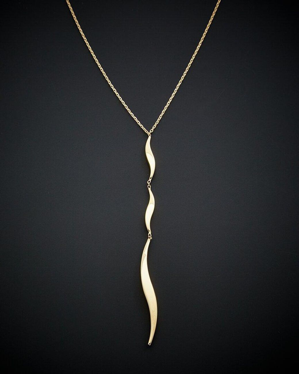 Italian Gold Black 14k Graduated Wave Drop Necklace
