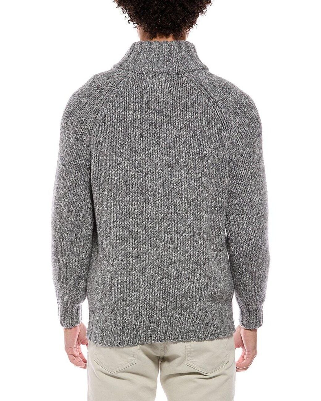 Brunello Cucinelli Gray Wool, Cashmere, & Silk-Blend Zip Sweater for men