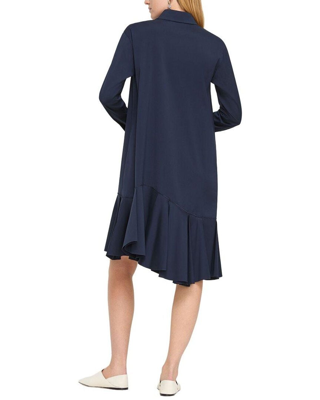 Lafayette 148 New York Blue Asymmetric Shirtdress
