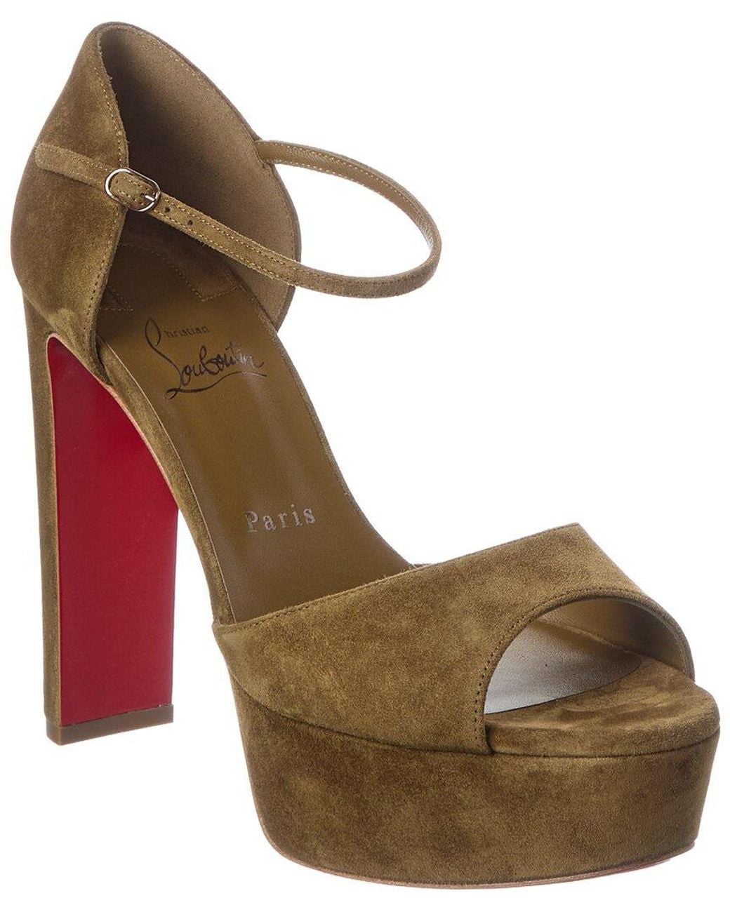 Christian Louboutin Metallic Sandaloo 130 Suede Platform Sandal