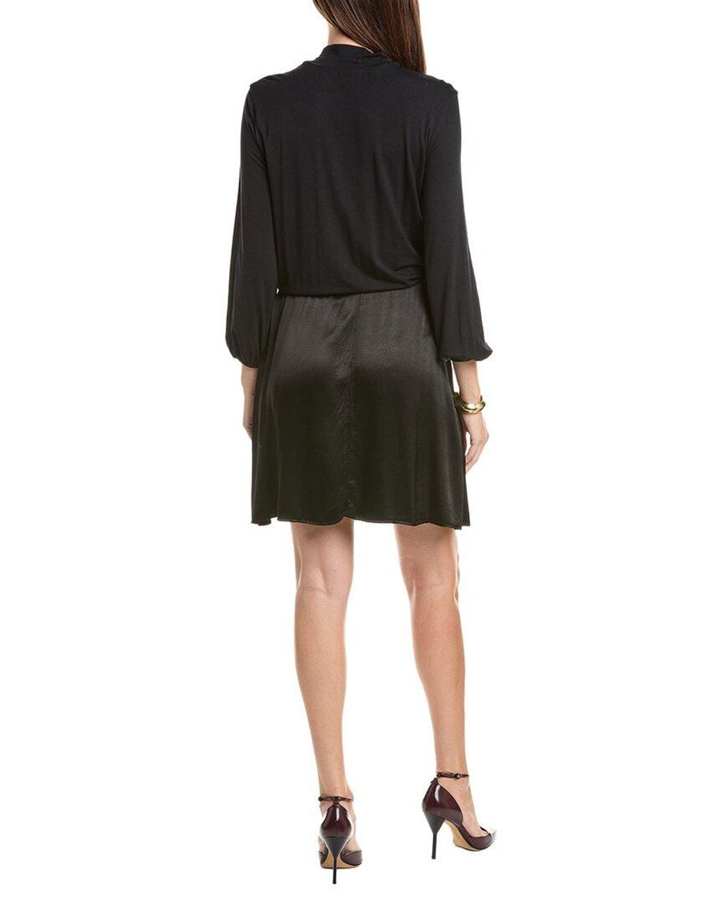 Michael Stars Black Myla Mock Neck 2-fer Mini Dress