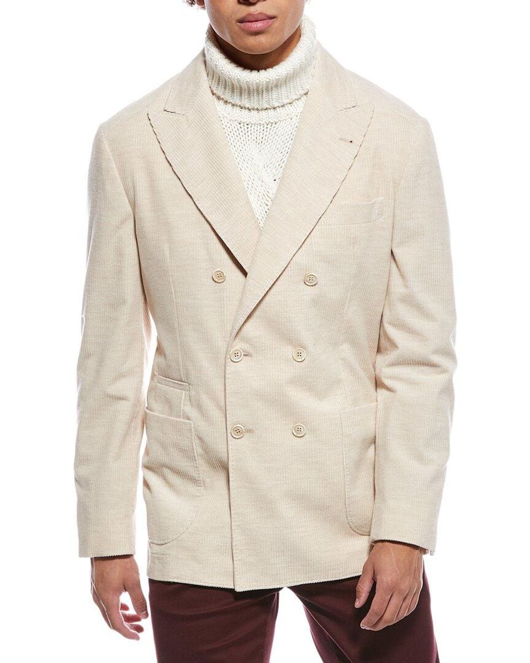 Brunello Cucinelli Natural Cashmere-Blend Corduroy Blazer for men