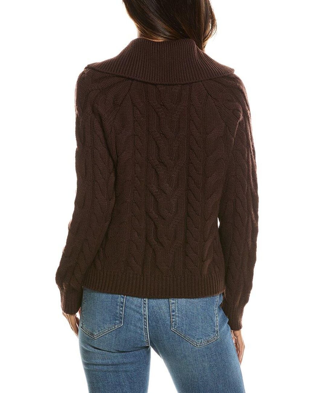 Forte Brown Luxe Cable Wool & Cashmere-Blend Cardigan