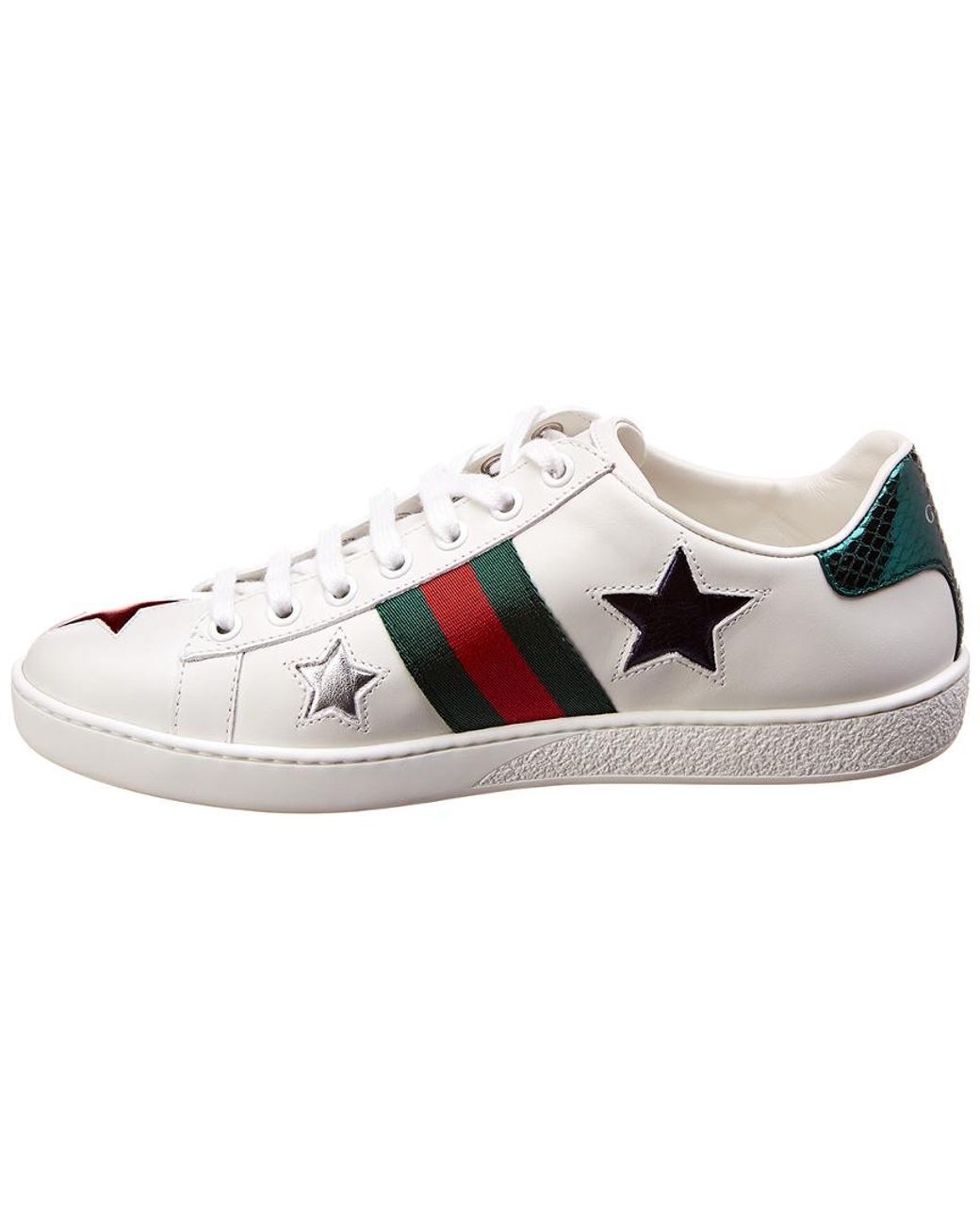 Afvige Lam opnå Gucci Ace Star Embroidered Leather Sneaker | Lyst