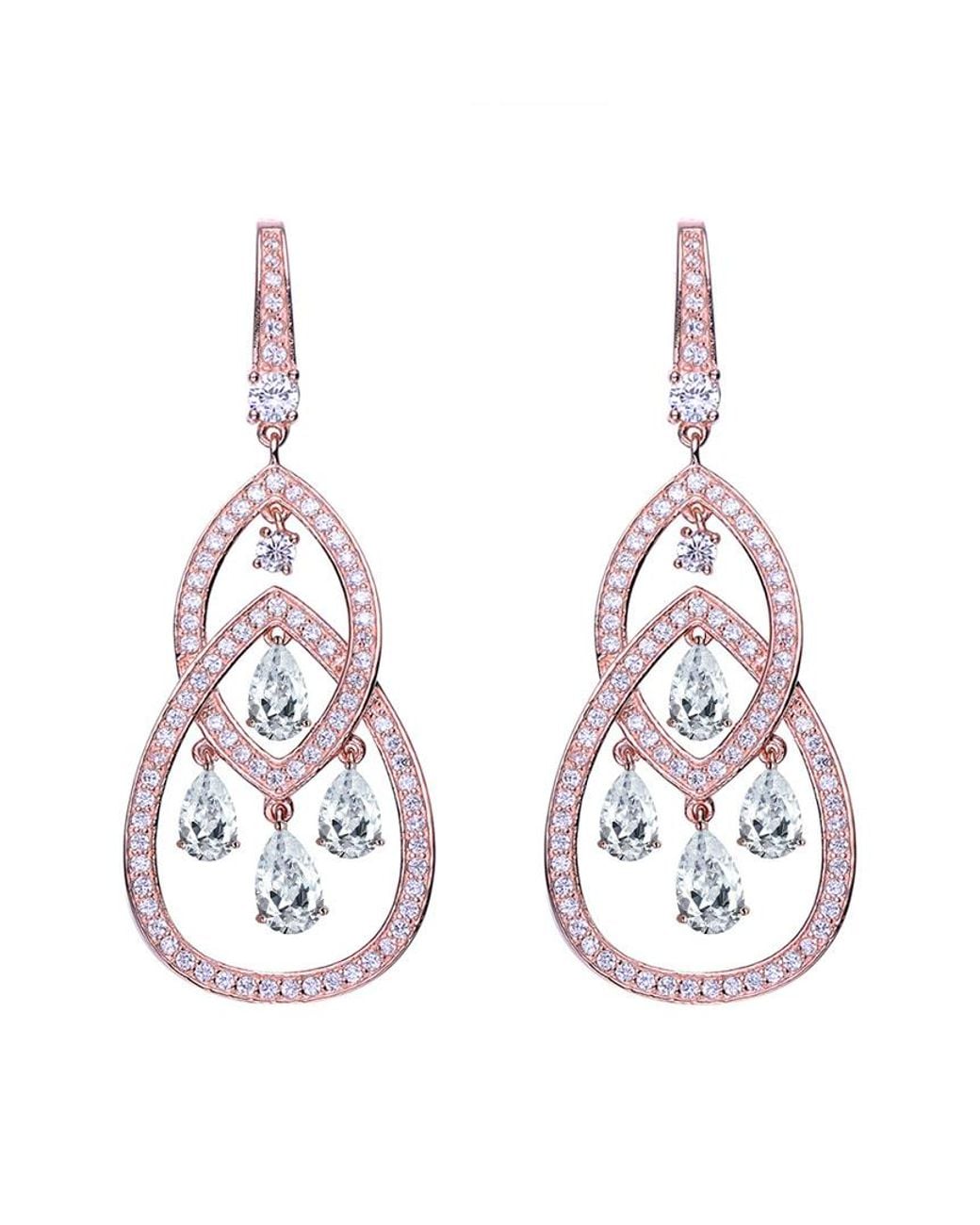 Genevive Jewelry Multicolor 18K Rose Vermeil Cz Earrings