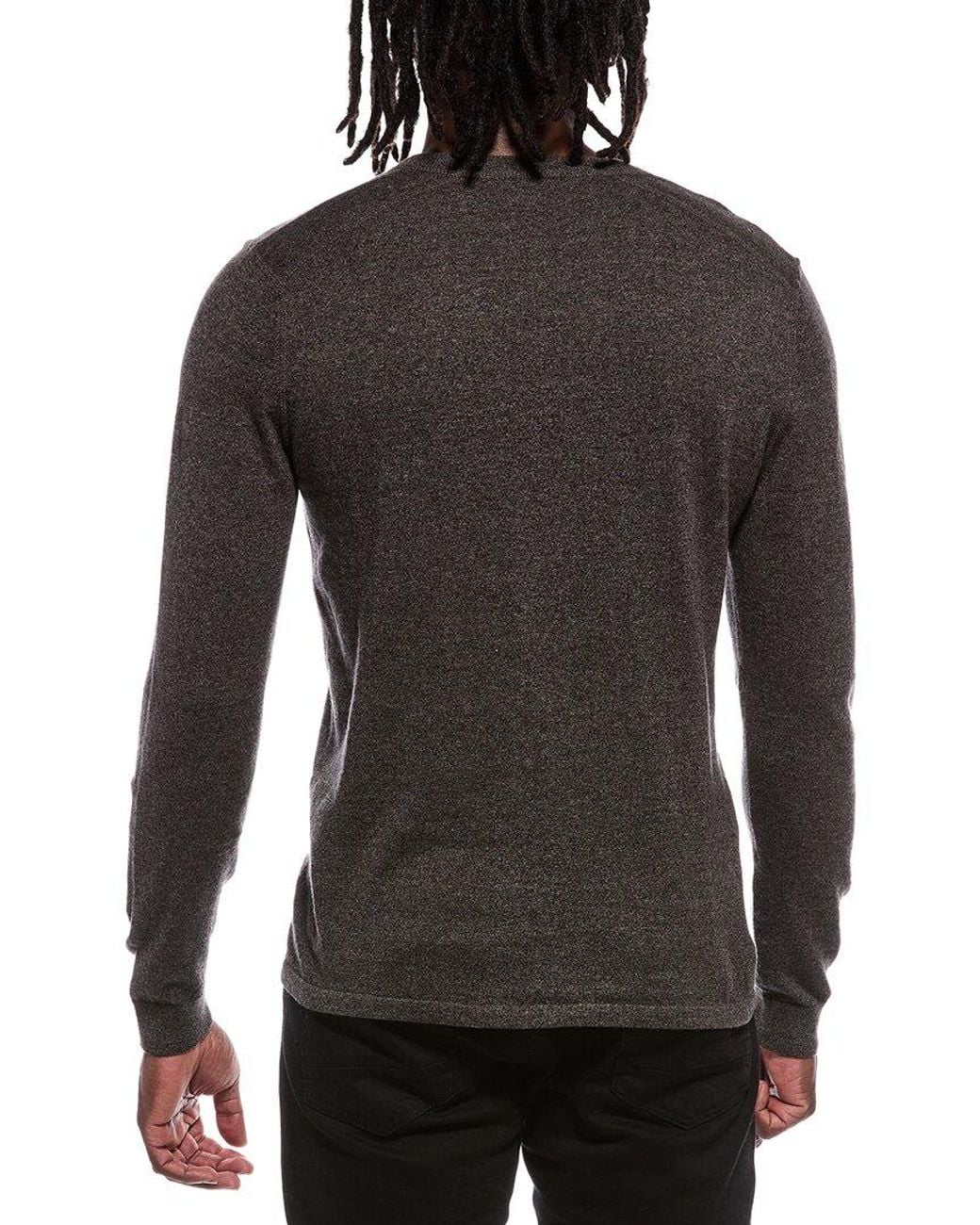 Autumn Cashmere Black Italian Long Placket Coverstitch Henley for men
