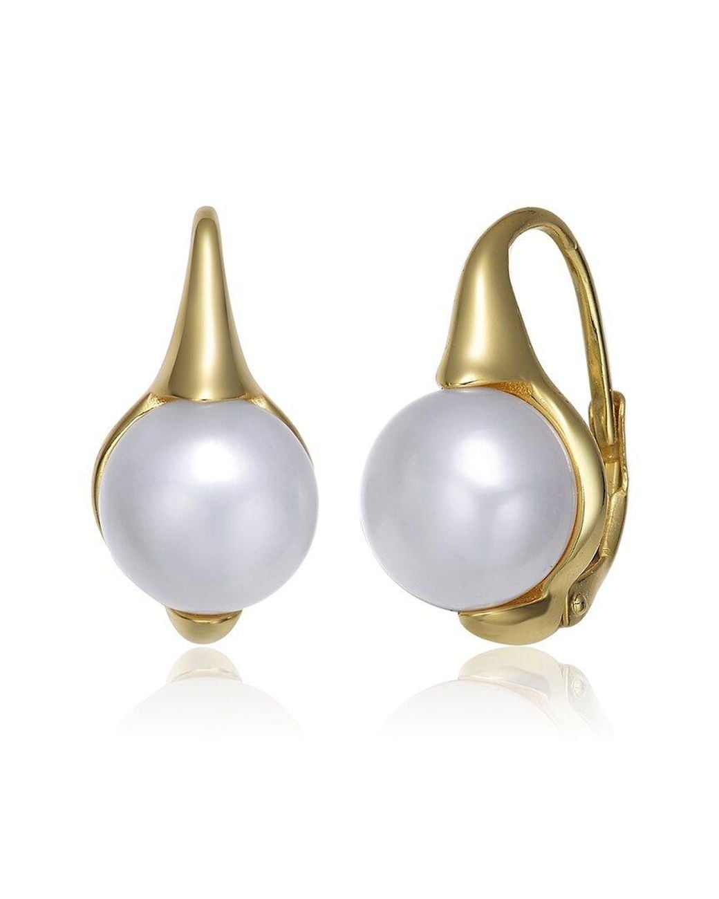 Rachel Glauber White 14k Over Silver 9.8-9.8mm Pearl Earrings