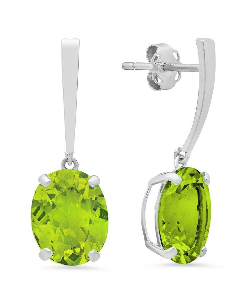 MaxColor White 14k 4.30 Ct. Tw. Peridot Drop Earrings