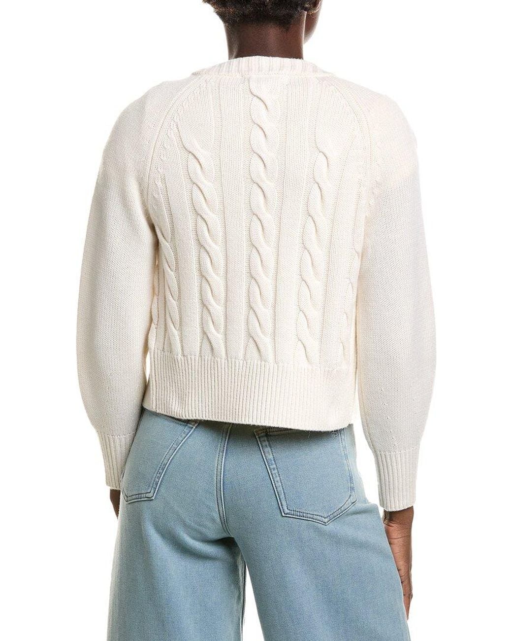 Neiman Marcus White Crop Wool & Cashmere-Blend Cardigan