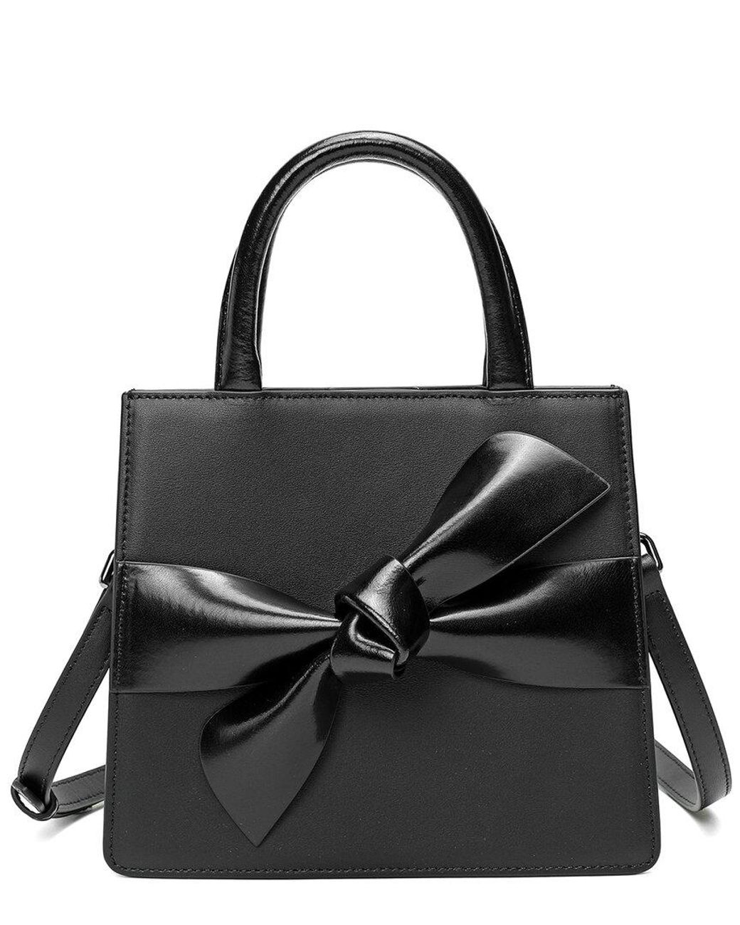 Tiffany & Fred Paris Black Smooth Leather Top-Handle Shoulder Bag