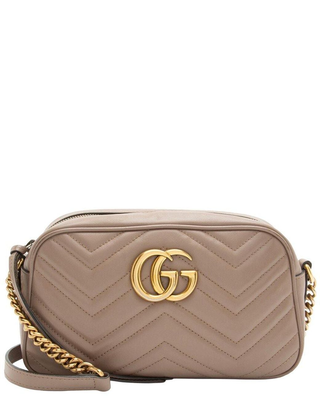 Gucci Brown Matelasse Leather Gg Marmont Small Camera Bag (Authentic Pre- Loved)