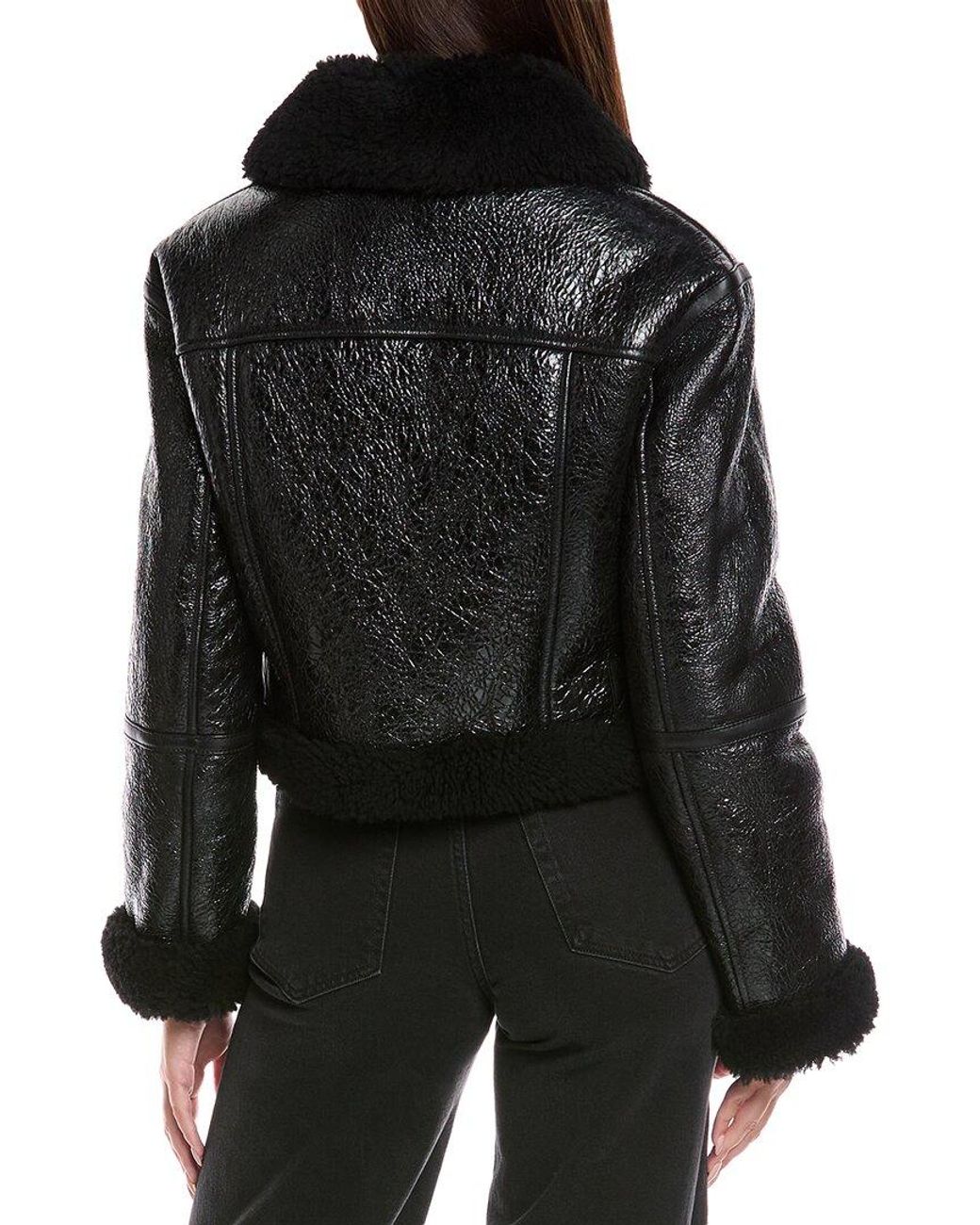 MICHAEL Michael Kors Black Cropped Shearling Jacket