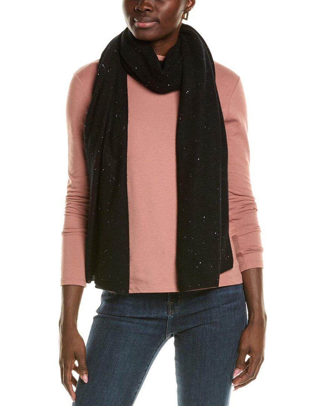 Sofiacashmere Black Sofiacashmere Lightweight Cashmere-Blend Scarf