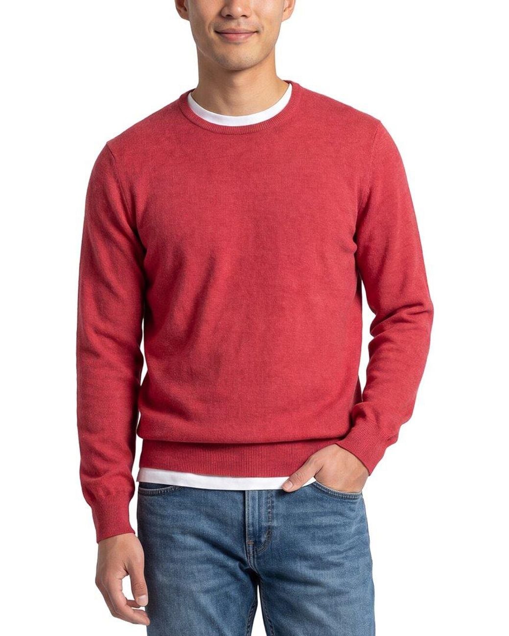 Gran Sasso Red 100% Cashmere Crewneck Sweater for men