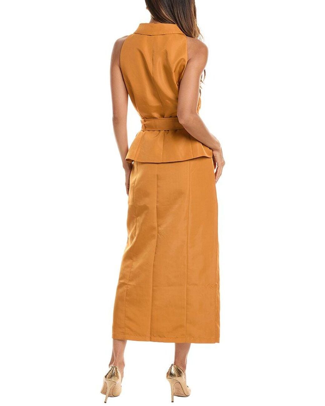 Pascale La Mode Orange 2Pc Premium Vest & Skirt Set